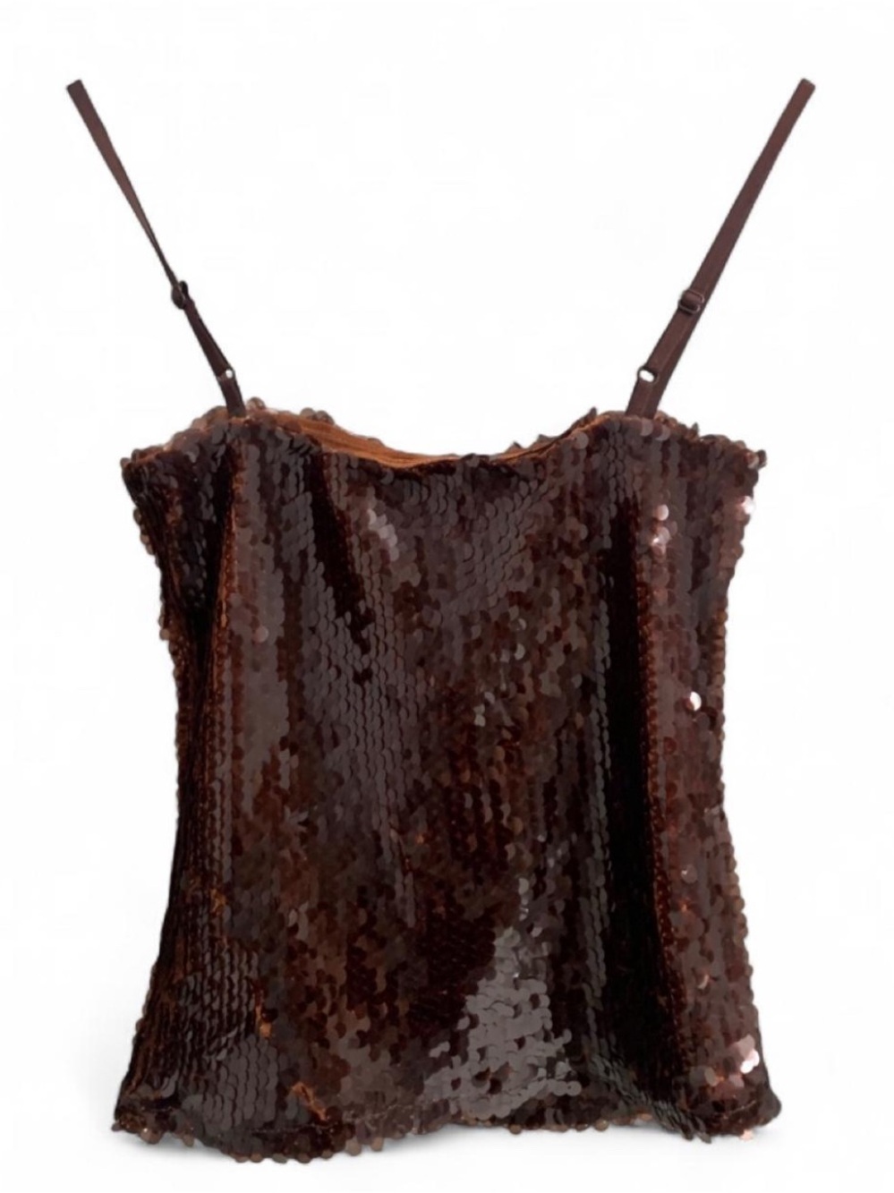 NWT Topshop Brown Sequin Cami Top Size Small - Picture 4 of 7